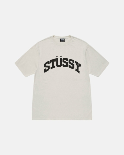 Stussy Block Sport Pigment Dyed Men's T Shirts Beige | IL0000115