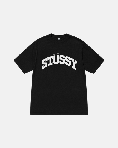 Stussy Block Sport Pigment Dyed Men's T Shirts Black | IL0000116