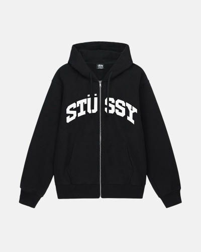 Stussy Block Sport Zip Men's Hoodies Black | IL0000023