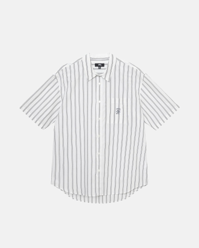 Stussy Boxy Striped Ss Men's Shirts Stripes | IL0000298