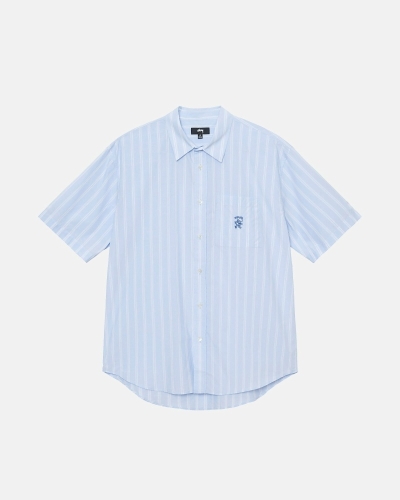 Stussy Boxy Striped Ss Men's Shirts Stripes | IL0000299