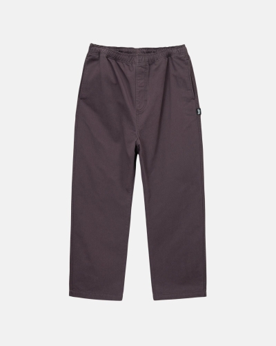 Stussy Brushed Men's Beach Pants Burgundy | IL0000543