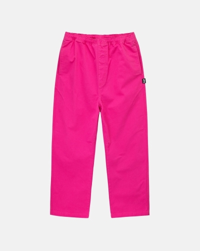 Stussy Brushed Men's Beach Pants Rose Pink | IL0000539