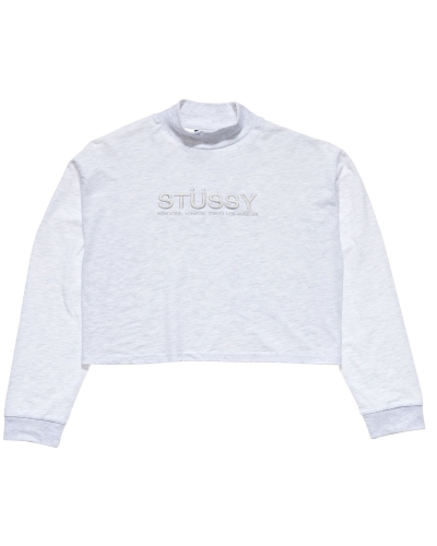 Stussy Chandler Mock Neck LS Women's Sweatshirts White | IL0000895