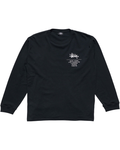 Stussy Cities Stack Men's Sweatshirts Black | IL0000901