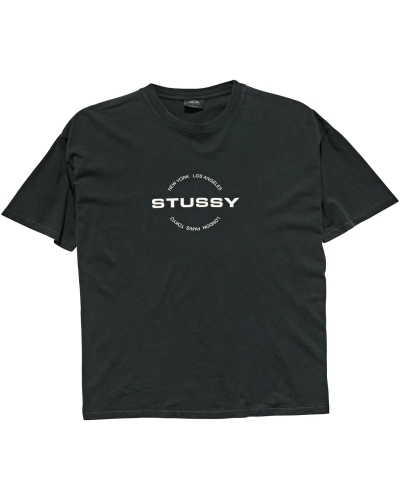 Stussy City Circle SS Men's T Shirts Black | IL0000121