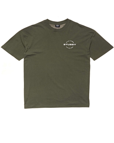 Stussy City Circle SS Men's T Shirts Green | IL0000123