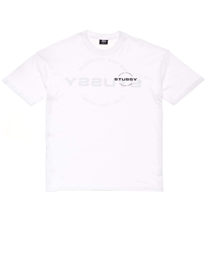 Stussy City Circle SS Men's T Shirts White | IL0000124