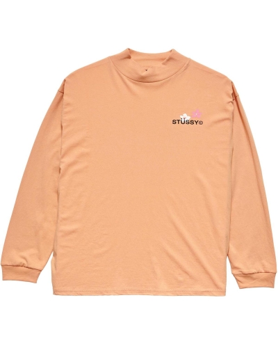 Stussy City Flower Mock Neck LS Women's Sweatshirts Orange | IL0000904