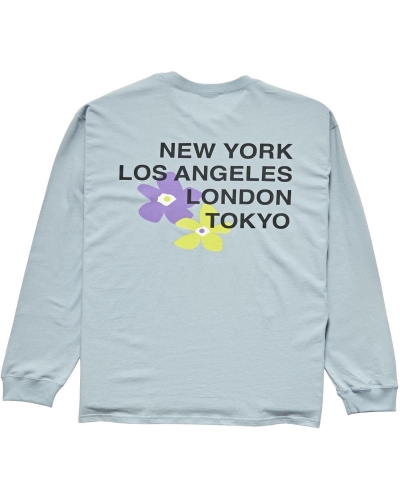 Stussy City Flowers Men's Sweatshirts Blue | IL0000907