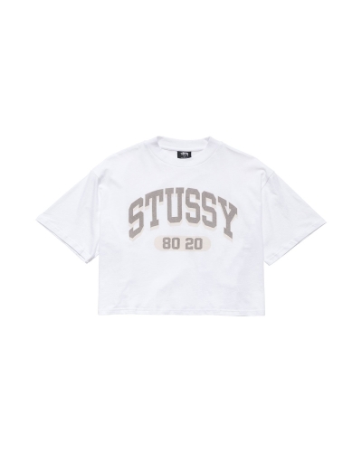 Stussy College Boxy Women's T Shirts White | IL0000130