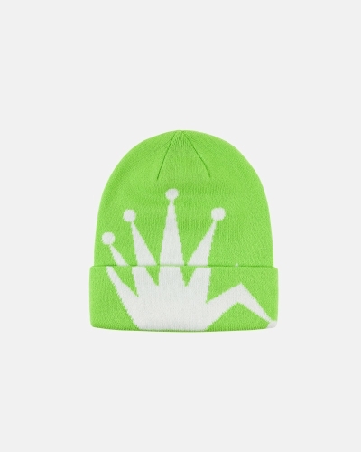 Stussy Crown Jacquard Cuff Men's Beanie Green | IL0000423