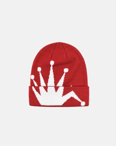 Stussy Crown Jacquard Cuff Men's Beanie Red | IL0000425