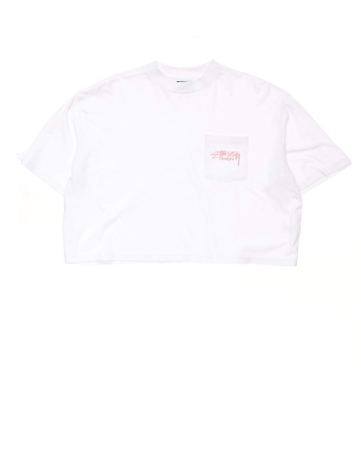 Stussy Designs Pocket Boxy Women's T Shirts White | IL0000151