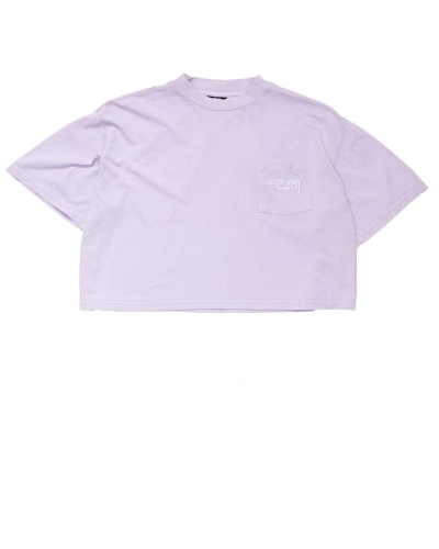 Stussy Designs Pocket Boxy Women's T Shirts Pink | IL0000152