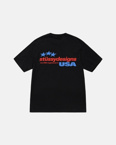 Stussy Designs USA Men's T Shirts Black | IL0000158