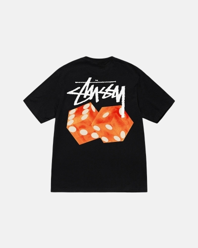 Stussy Diced Out Men's T Shirts Black | IL0000161