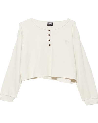 Stussy Dylan Waffle Henley Women's Sweatshirts White | IL0000917