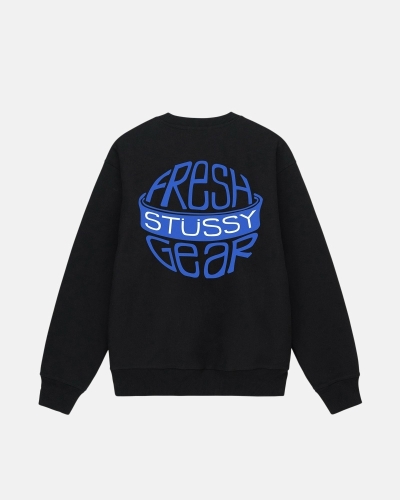 Stussy Fresh Gear Crew Men's Hoodies Black | IL0000043