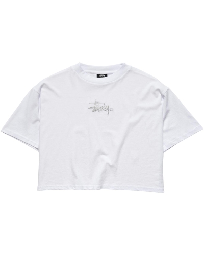 Stussy Graffiti Boxy Women's T Shirts White | IL0000176