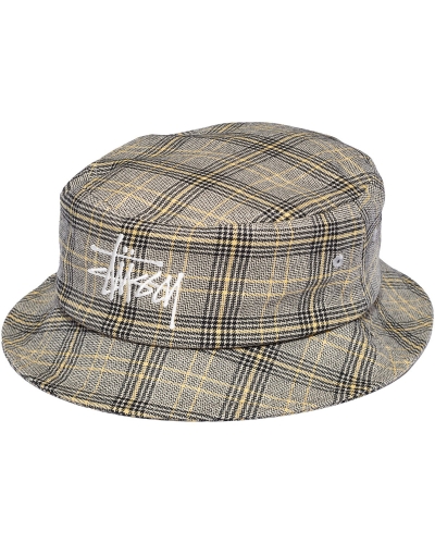 Stussy Graffiti Check Bucket Men's Hats White | IL0000438