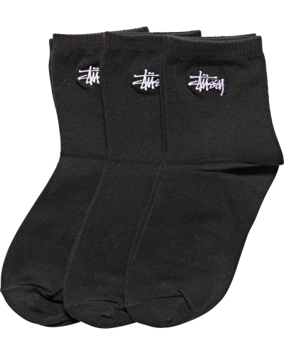 Stussy Graffiti Crew (3 Pack) Men's Socks Black | IL0000725