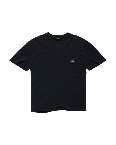 Stussy Graffiti Label SS Men's T Shirts Black | IL0000178