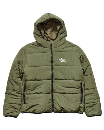 Stussy Graffiti Lightweight Puffa Men's Jackets Green | IL0000341