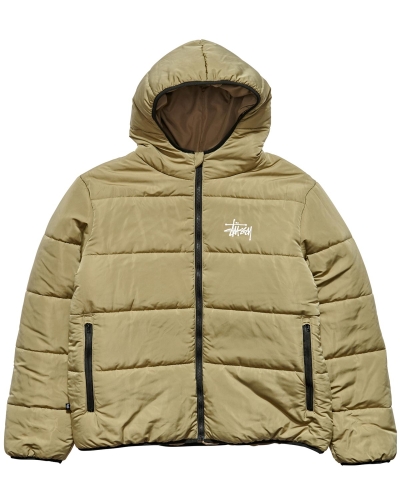 Stussy Graffiti Lightweight Puffa Men's Jackets Brown | IL0000343