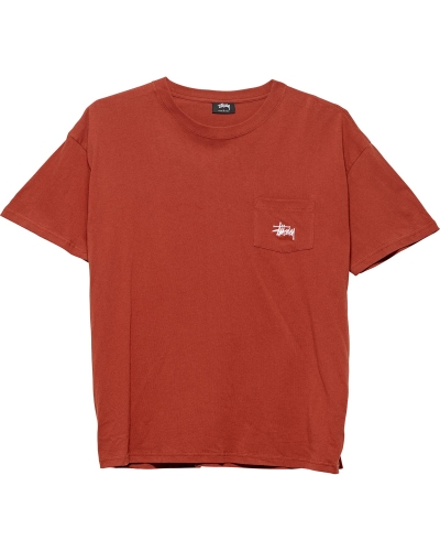 Stussy Graffiti Pocket Men's T Shirts Red | IL0000183