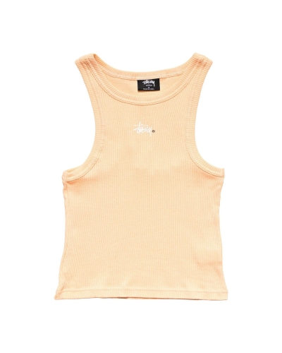 Stussy Graffiti Rib Cutaway Women's Tanks Yellow | IL0000964