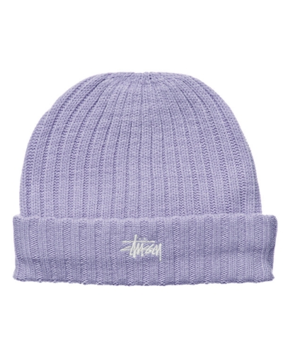 Stussy Graffiti Rib Knit Beanie Women's Hats Purple | IL0000456