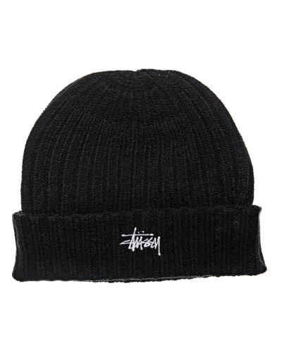 Stussy Graffiti Rib Knit Beanie Women's Hats Black | IL0000458