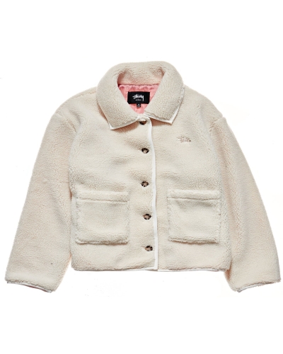 Stussy Graffiti Sherpa Coaches Women's Jackets White | IL0000344