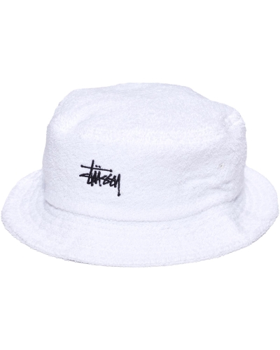 Stussy Graffiti Terry Bucket Women's Hats White | IL0000467