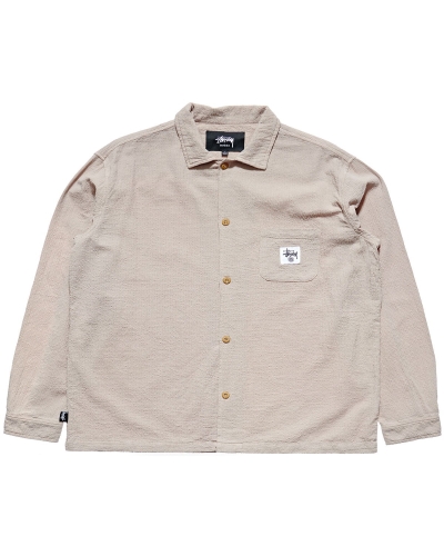 Stussy Grid Seersucker LS Men's Shirts Grey | IL0000310