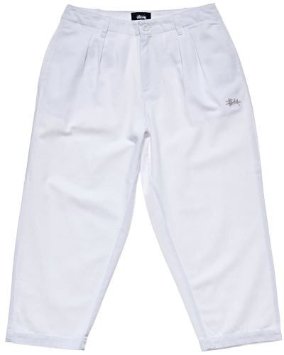 Stussy Harlan Cropped Pleat Women's Pants White | IL0000558