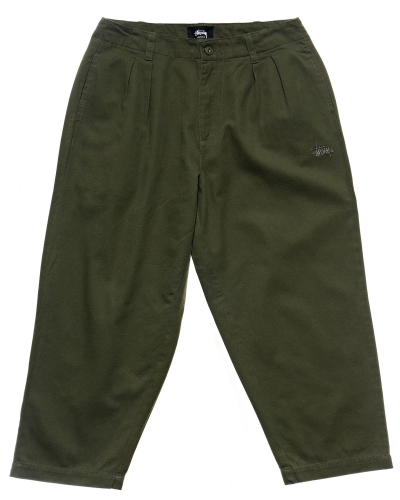 Stussy Harlan Cropped Pleat Women's Pants Green | IL0000559