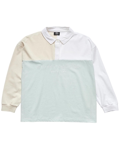 Stussy Hazel Panelled Rugby Women's Shirts Blue | IL0000314