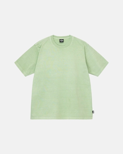 Stussy Heavyweight Pigment Dyed Crew Men's T Shirts Green | IL0000194