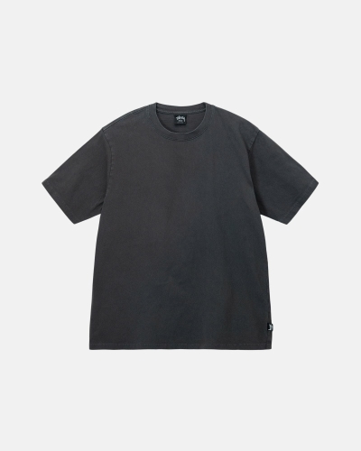 Stussy Heavyweight Pigment Dyed Crew Men's T Shirts Black | IL0000197