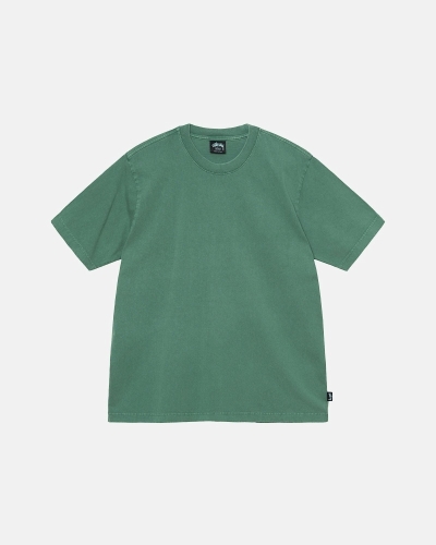 Stussy Heavyweight Pigment Dyed Crew Men's T Shirts Deep Green | IL0000200