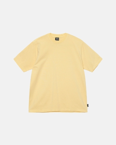 Stussy Heavyweight Pigment Dyed Crew Men's T Shirts Yellow | IL0000203