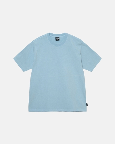 Stussy Heavyweight Pigment Dyed Crew Men's T Shirts Blue | IL0000205