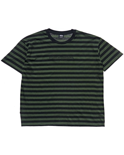 Stussy International Stripe SS Men's T Shirts Green | IL0000224