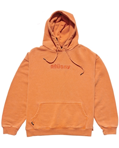 Stussy Italic Pigment Men's Hoodies Brown | IL0000048