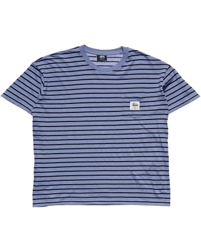 Stussy Kalorama Stripe SS Men's T Shirts Blue | IL0000230