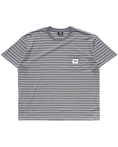 Stussy Kalorama Stripe SS Men's T Shirts Brown | IL0000231