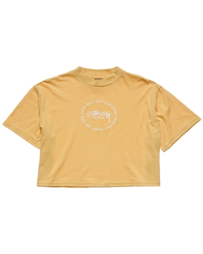 Stussy Laguna Boxy Women's T Shirts Yellow | IL0000235