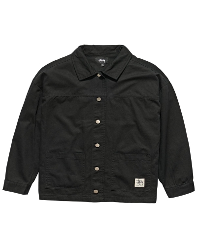 Stussy Lawrence Workwear Women's Jackets Black | IL0000352